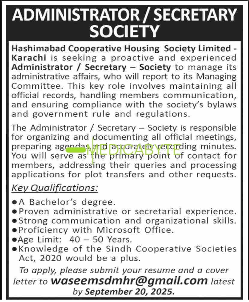 Administrator / Secretary – Society