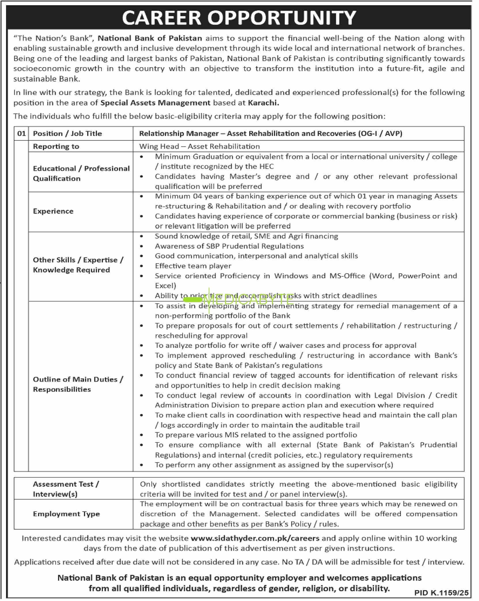 National Bank of Pakistan (NBP) - Career Opportunity