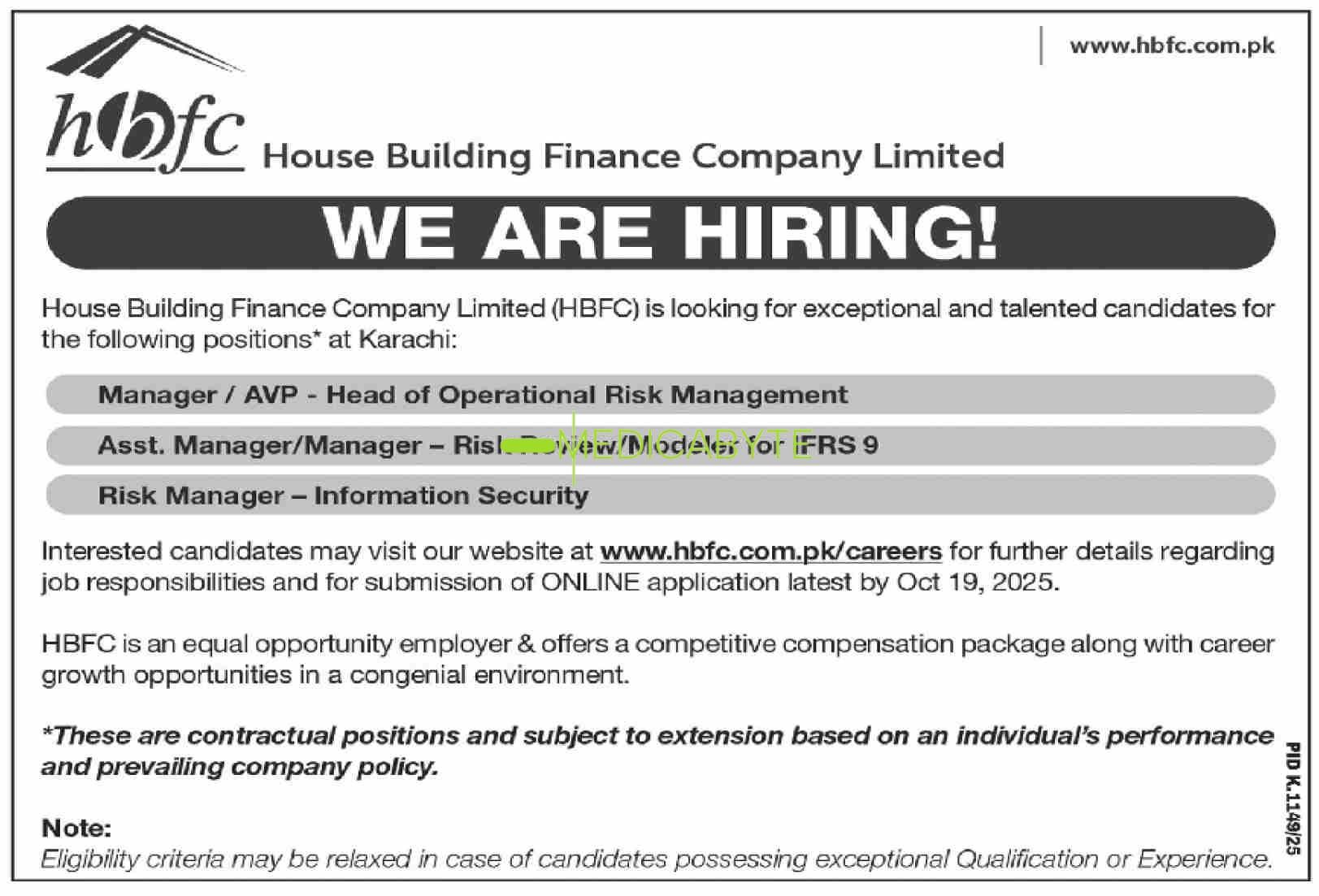 House Building Finance Company HBFC New Jobs 2025