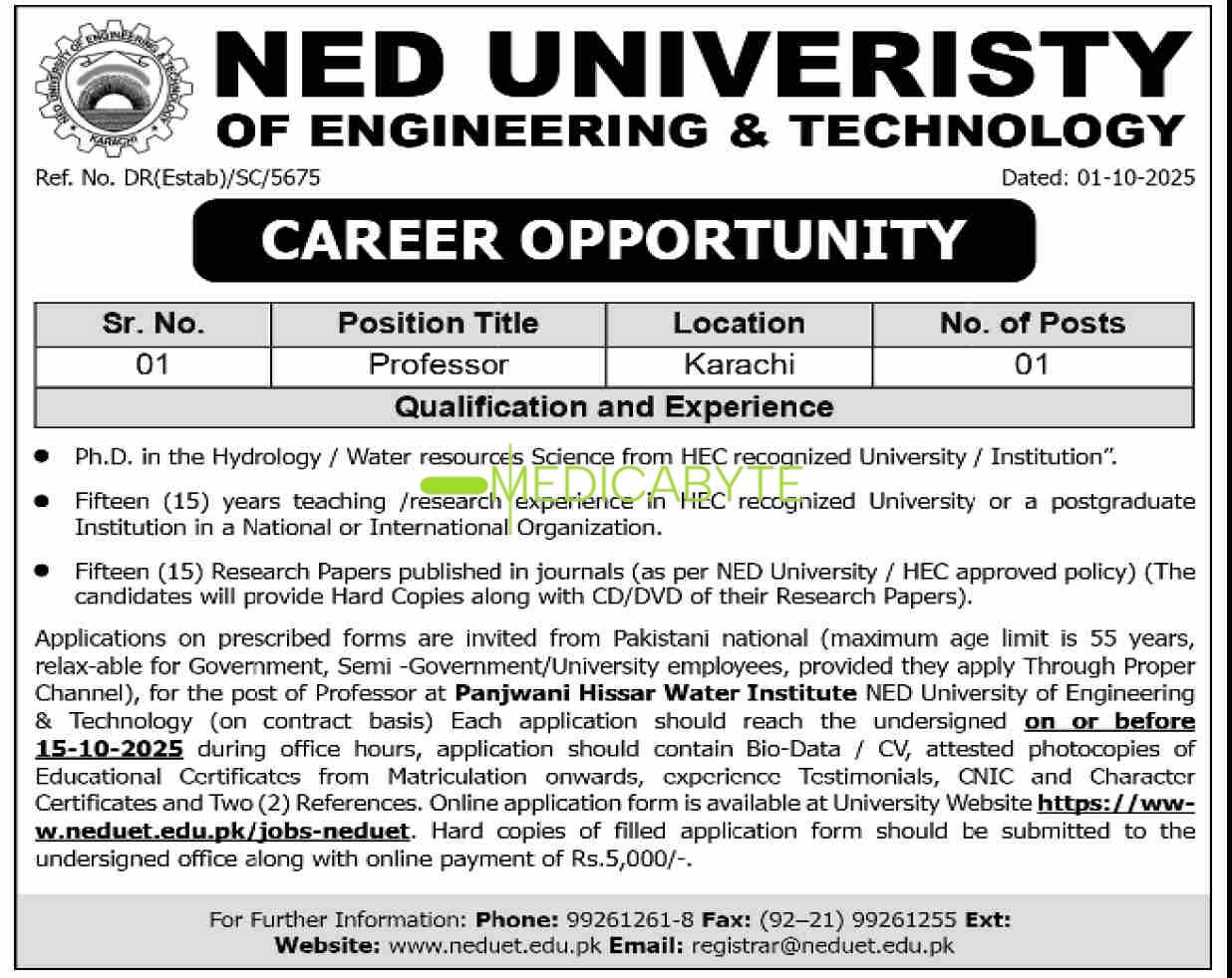 NED University of Engineering & Technology NEW Jobs 2025