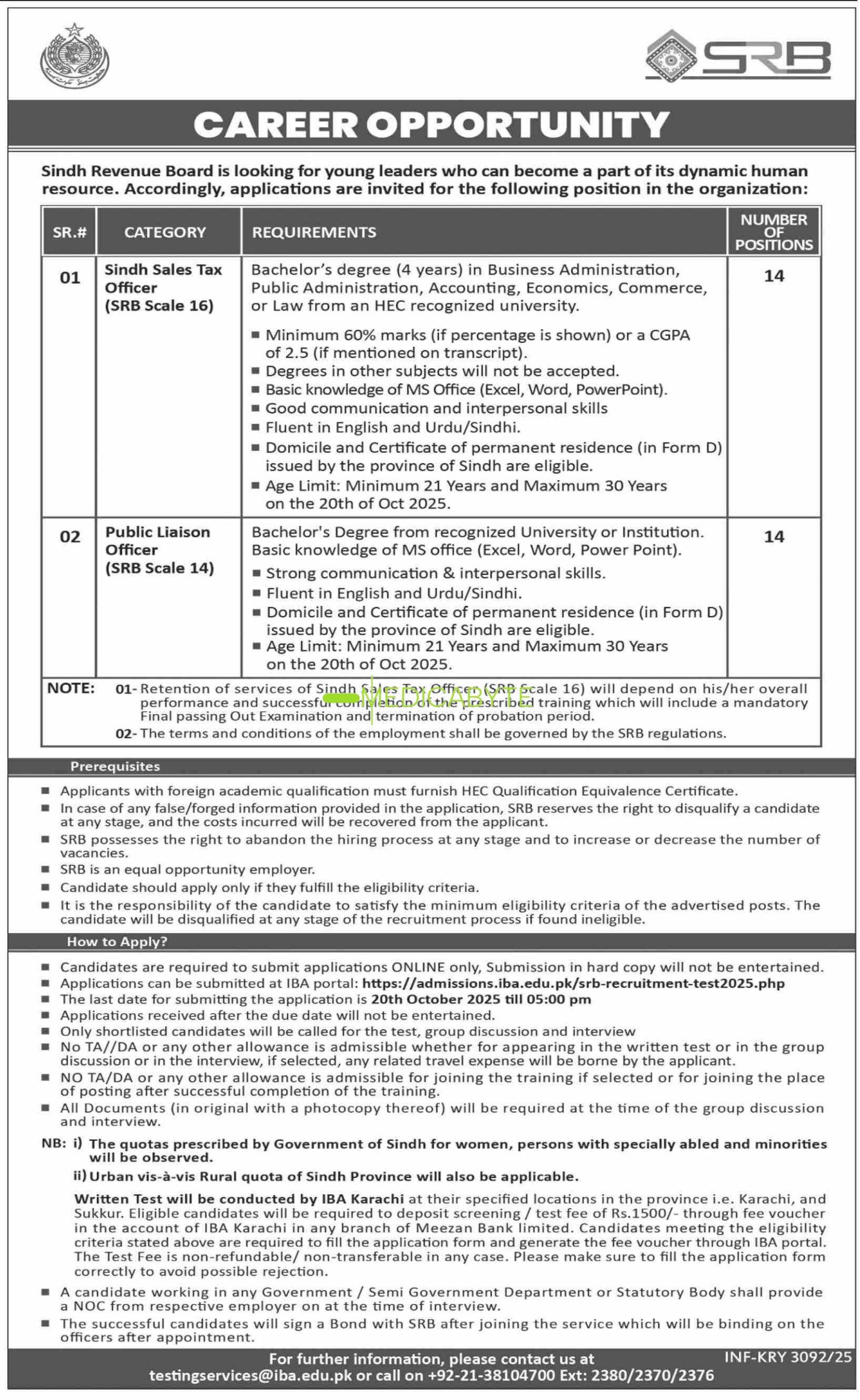 Sindh Revenue Board SRB New Jobs 2025
