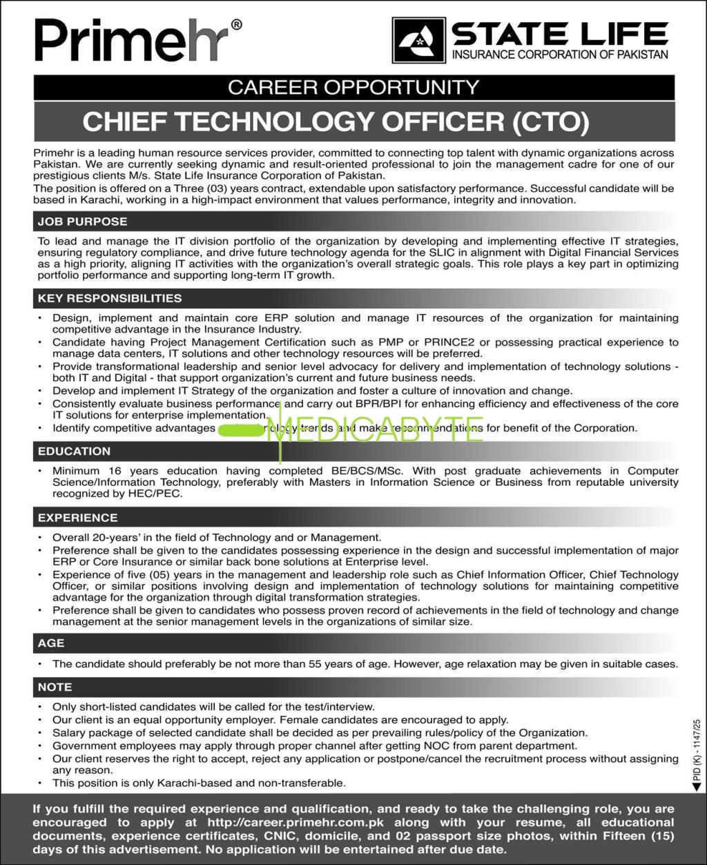 Primehr New Jobs 2025 for Chief Technology Officer CTO Jobs