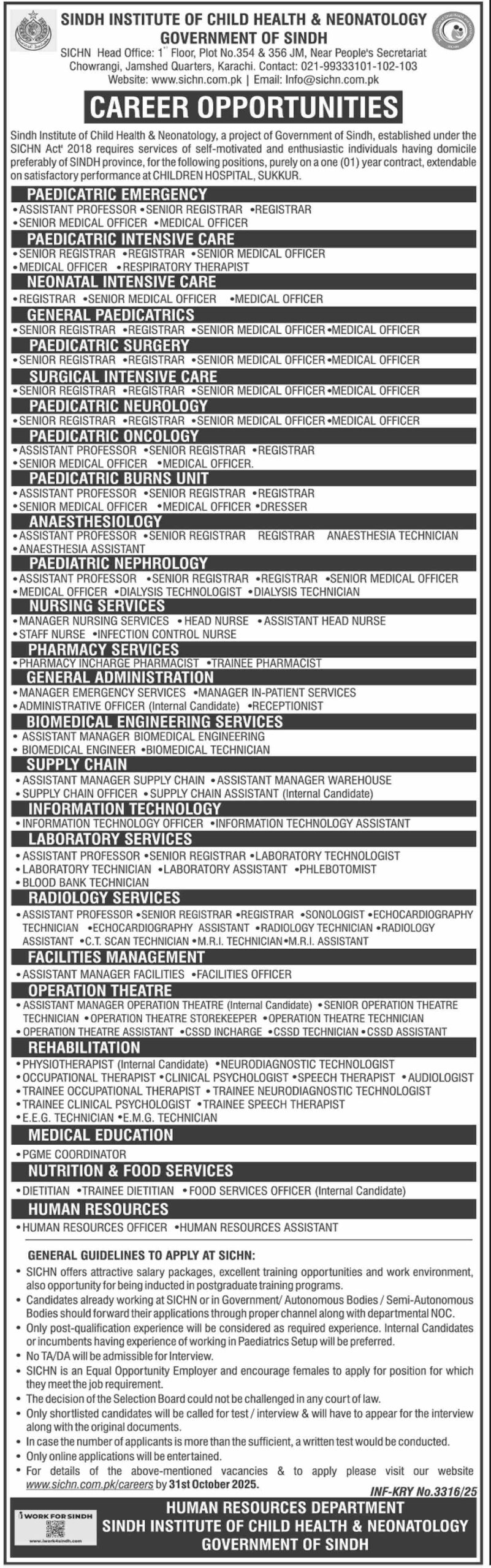 Sindh Institute of Child Health SICH New Jobs 2025 Apply Now through Medicabyte