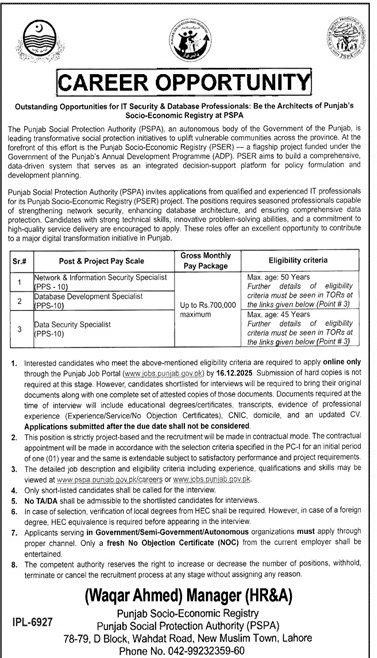 Punjab Social Protection Authority PSPA New Jobs 2025 through Medicabyte