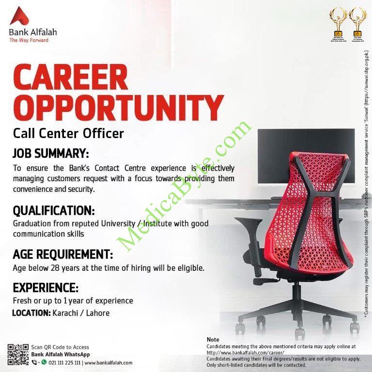 Bank Alfalah Call Center Officers Jobs for Karachi & Islamabad