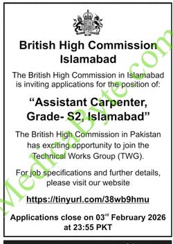 British High Commission Islamabad New Jobs 2026