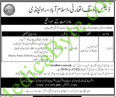 DHA Islamabad-Rawalpindi New Jobs 2026