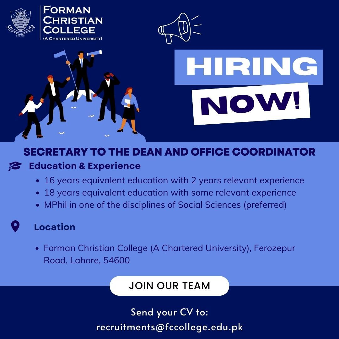 Forman Christian College FCC New Jobs 2026