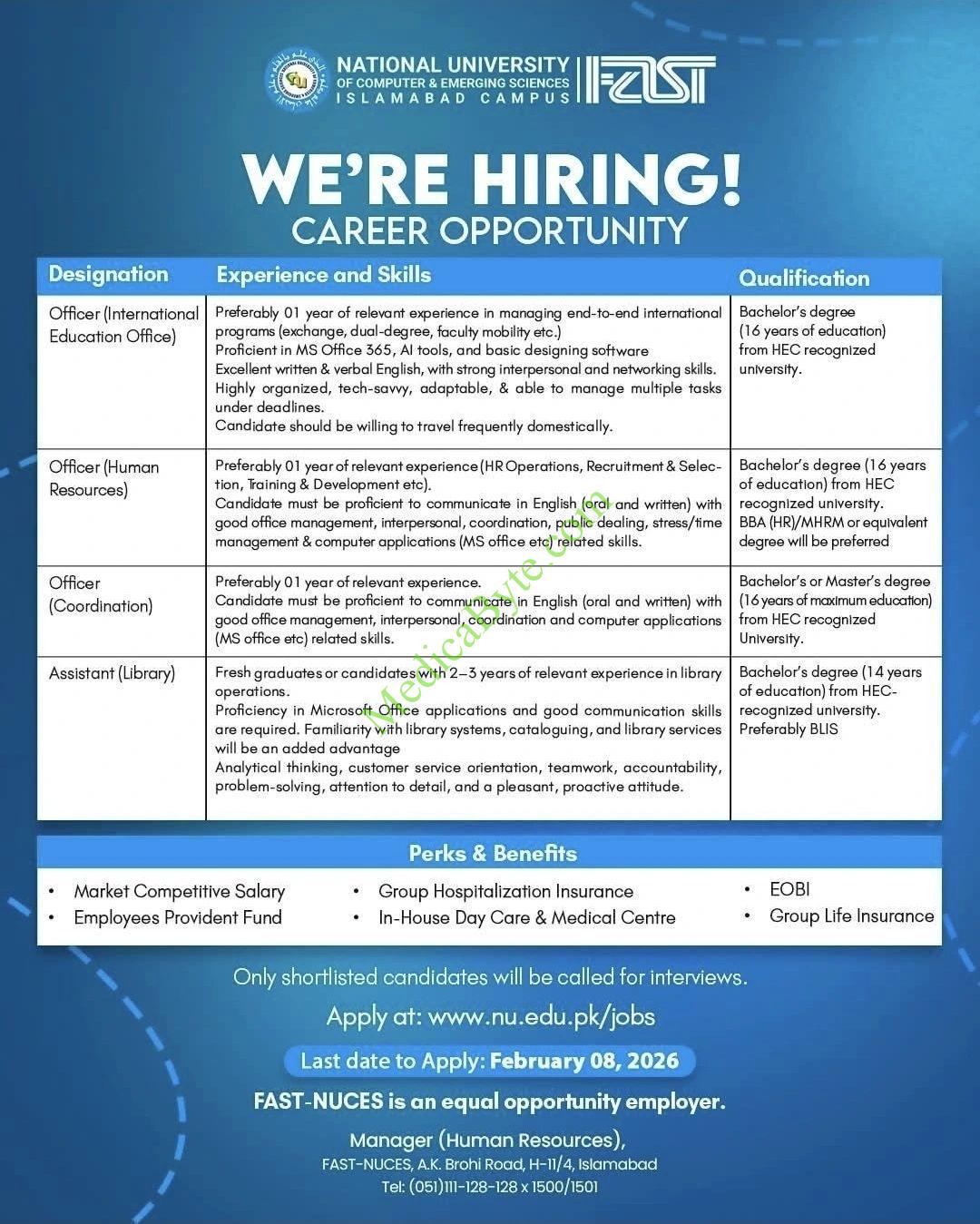 National University Islamabad Campus New Jobs 2026