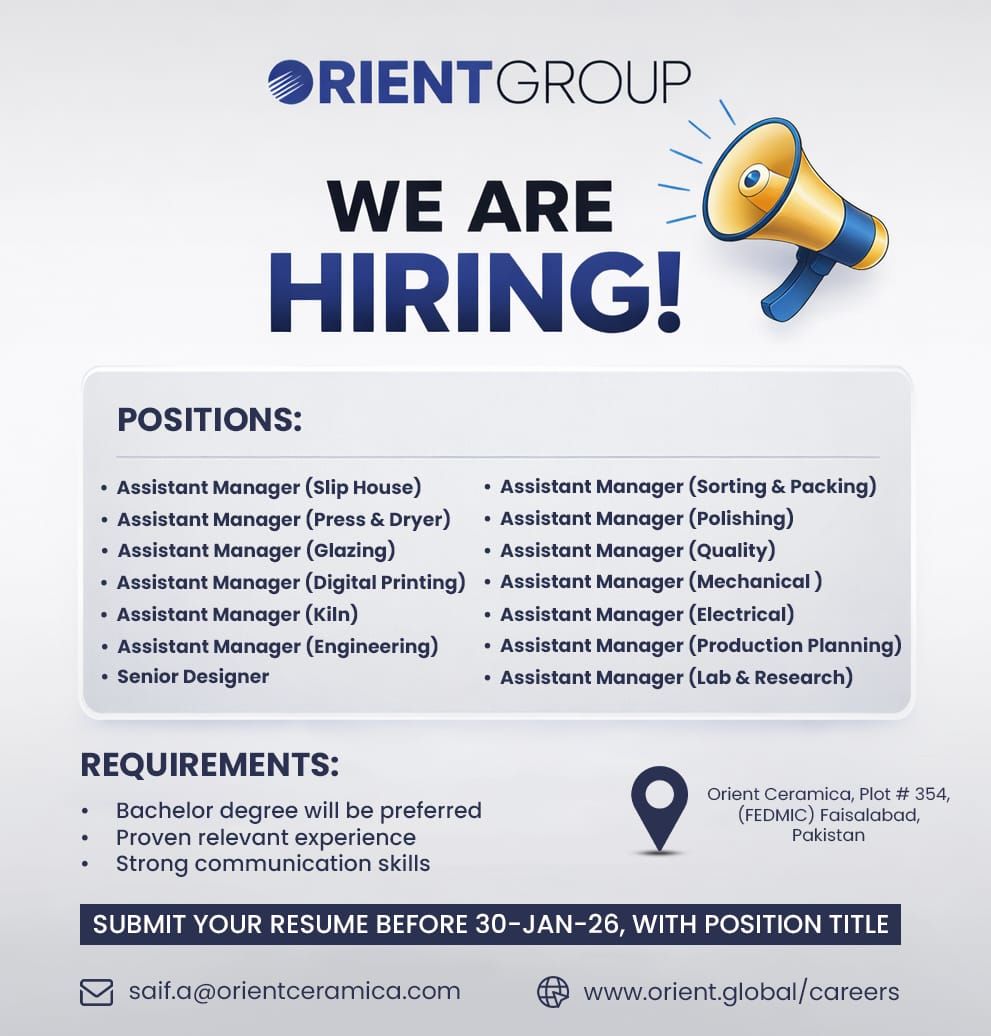 Orient Group New Jobs 2026