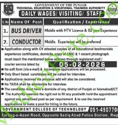 Technical Education & Vocational Training Authority (TEVTA) New Jobs 2026