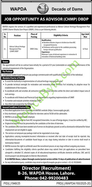WAPDA Jobs 2026 for Diamer Bhasha Dam Project (DBDP)