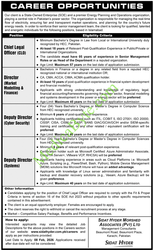 State-Owned Enterprise (SOE) in Pakistan’s Power Sector New Jobs 2026